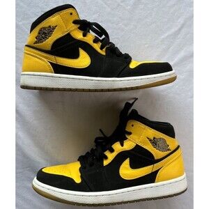 Nike Air Jordan 1 Retro Mid New Love Men's Size 9 554724-035 Yellow Black Shoe